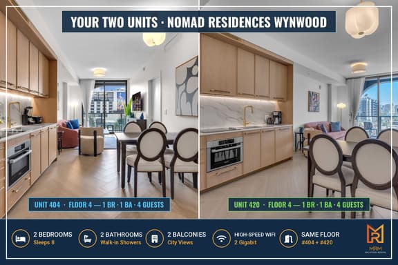 Wynwood 2-Unit Combo for 8 · Same Floor + Rooftop - Image 1