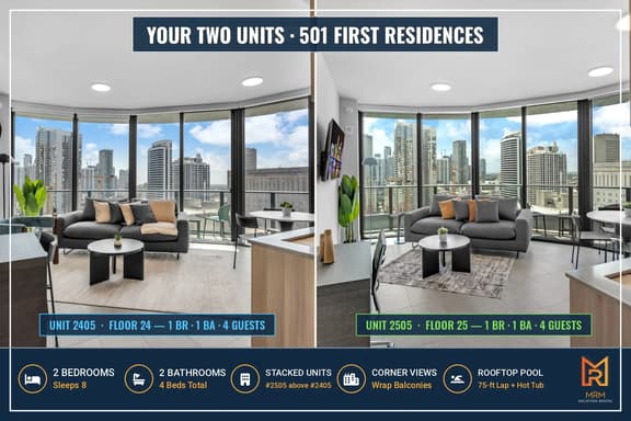 2 Apts for 8 · 2BR/2BA, Rooftop Pool, Downtown MIA - Image 1